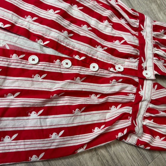 Playboy halter tank top striped white red buttons pin up girl rabbit heads RARE - Picture 7 of 11